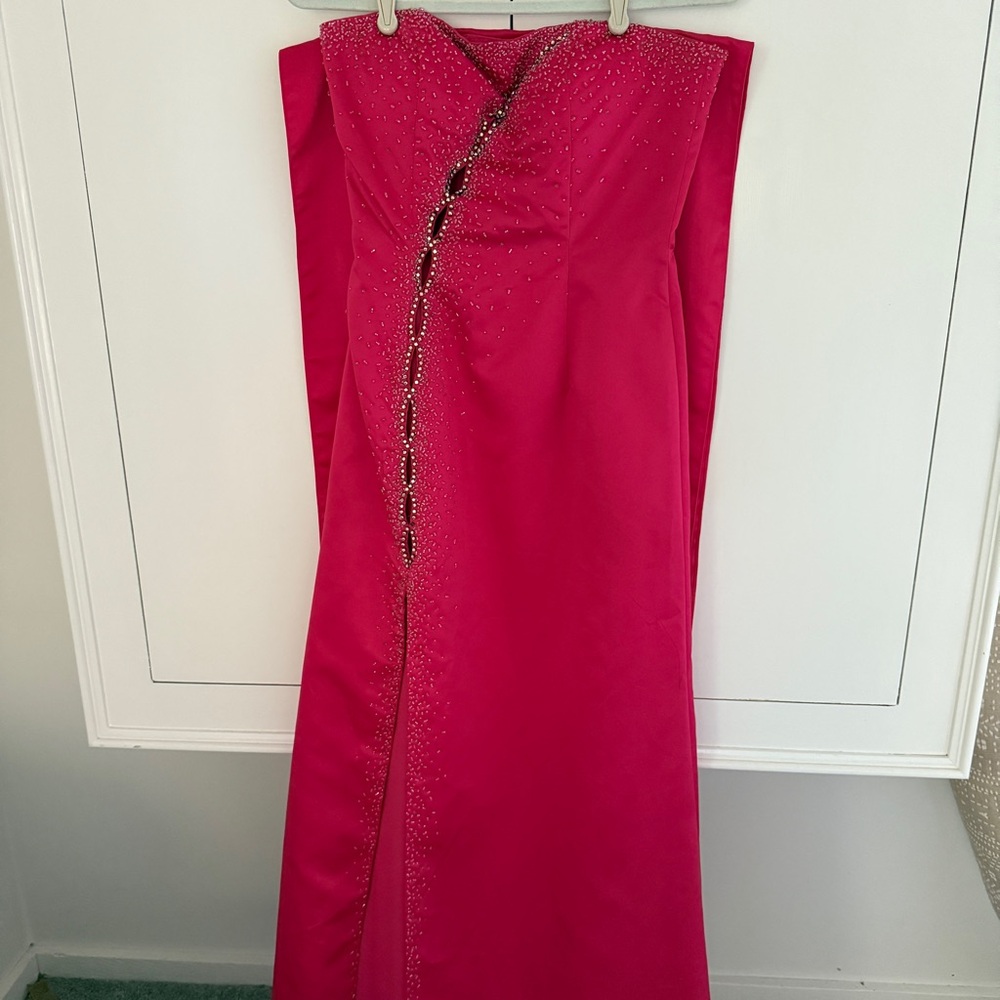 Cache Fuchsia Embellished Prom Dress